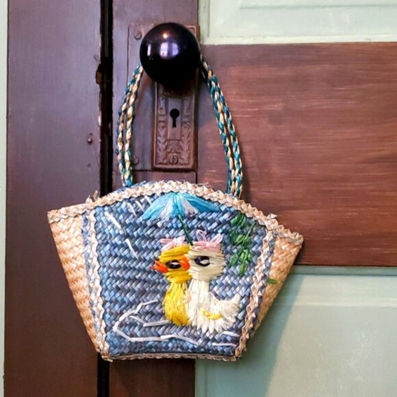 Vintage 2 Easter Baskets OOAK Wicker - Picture 3 of 16